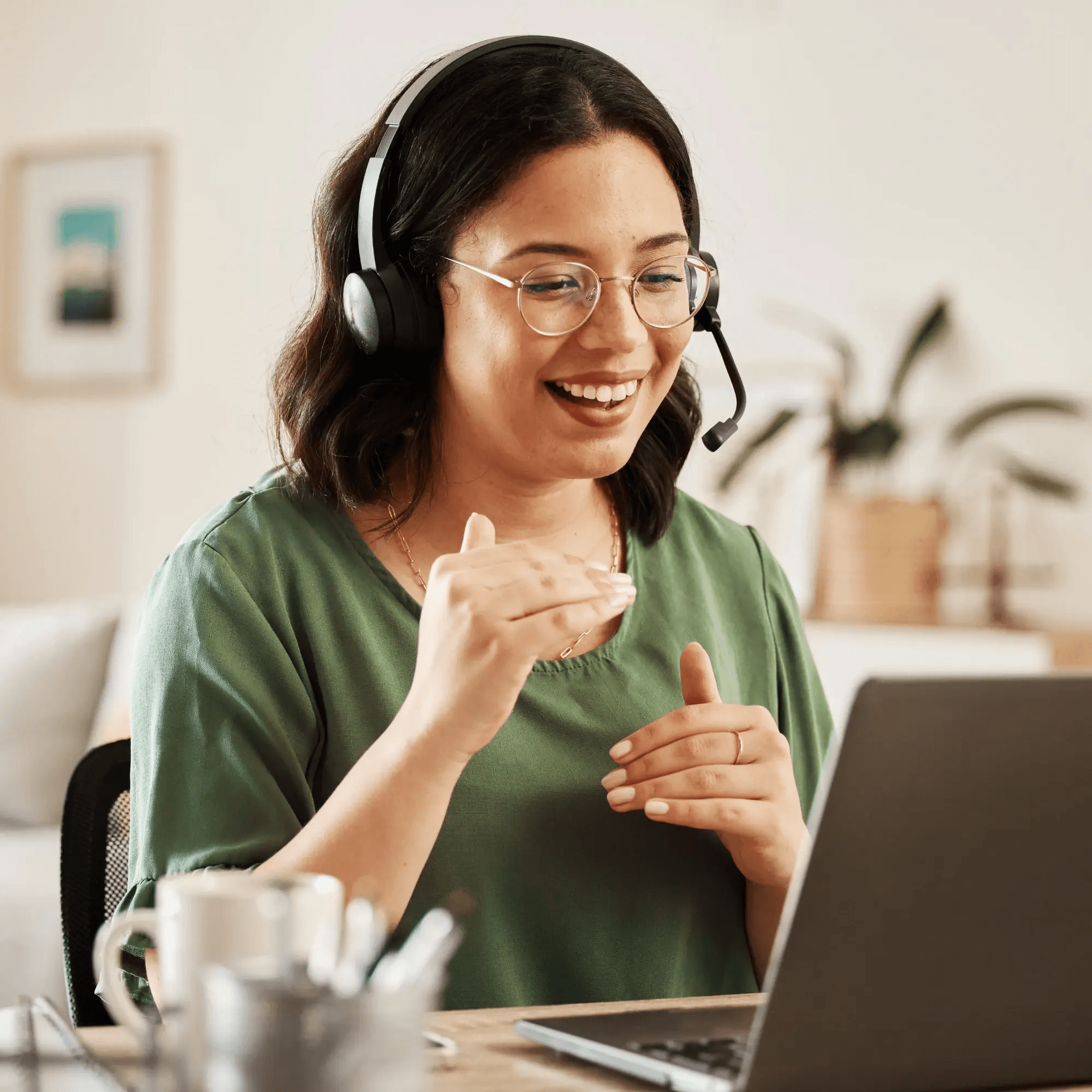 Therapist conducting virtual screening